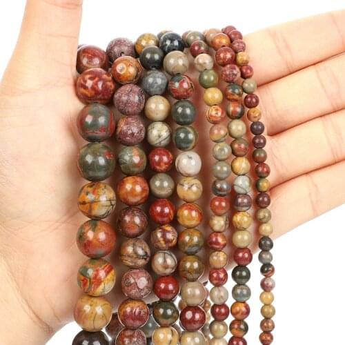 Natural Stone Beads Natural Red Turquoise Loose Beads for Jewelry Making Needlework DIY Bracelet Strand 4-12 MM
