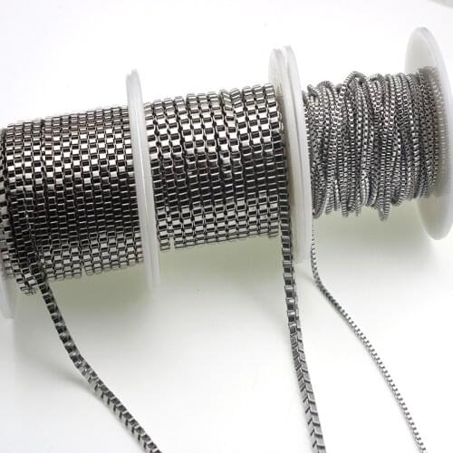 3meter/lot Stainless Steel Silver Tone Box Chain Bulk Jewelry Findings Curb Link Chain For DIY Handmade Necklace Bracelet Making