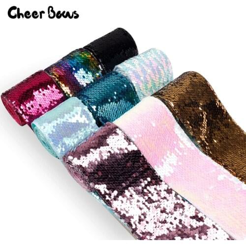 10y 3" 75mm Sequin Ribbon Reversible Ribbon Christmas Party DIY Hair Bows Materials Fashion Clothes Decoration Accessories