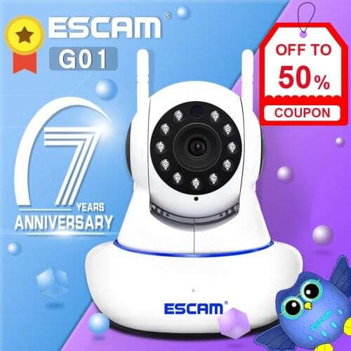 ESCAM G01 HD 1080P 200WDual Antenna 1080P Pan/Tilt WiFi IR IP Camera Support ONVIF Two Way Talk Night Vision