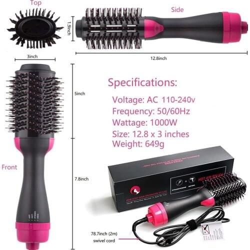 1000W Hot Air Brush Hair Dryer Brush Professional 4 in 1 Curling Iron One Step Electric Blow Dryer Hot Wind Roller Styling Tools