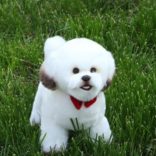 Childrens Plush Toys Simulation Dog Poodle Doll Stuffed Animals Dogs for Girlfriend Kid Birthday Gift 30x14x28cm