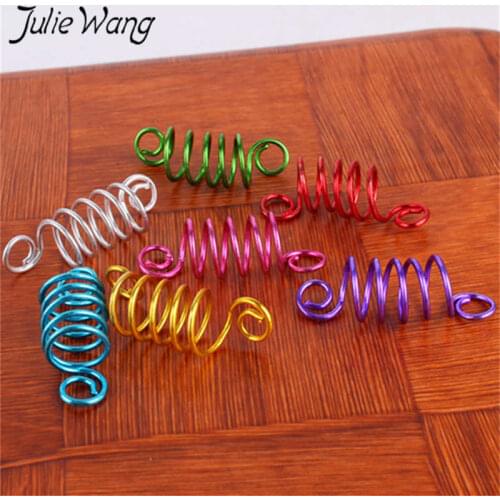 Julie Wang 10pcs Multicolor Braid Dreadlock Beads Cuffs Clips Spiral Cool Hair Links Rings Tubes Styling Extension Accessory
