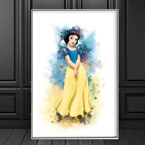 Disney Snow White Princess Canvas Painting Anime Watercolor Prints Posters Wall Art Pictures for Girl Room Decoration Cuadros