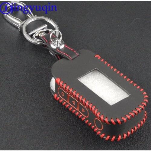 Jingyuqin Leather Starline A93 Car Key Case for A39 A63 Two Way Car Alarm Remote Controller A93 LCD Transmitter KeyChain