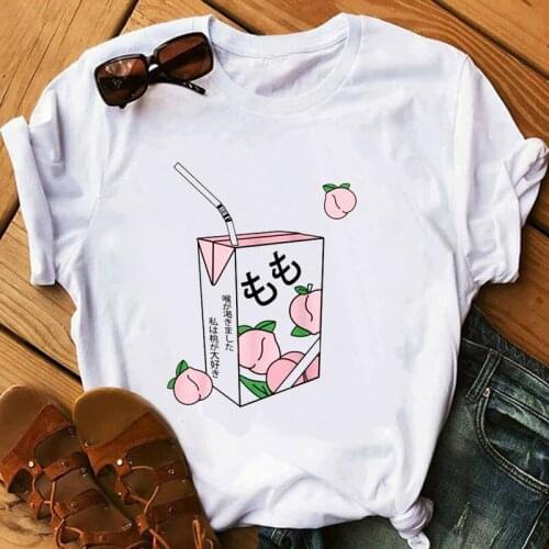 Beautiful the Peach Milk Juice tshirts goth tops cute white tshirt graphic tees women t shirt vintage clothes 2020 dropshipping