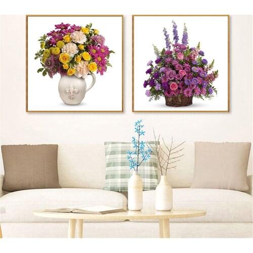 Beauty Poster Bouquets Rose Asters Flower Canvas Painting Wall Art Print Lily Orchid Chrysanthemums Home Decor Cuadros Artwork