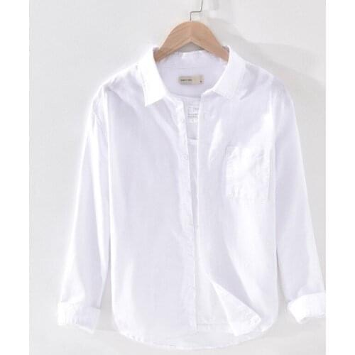 Mens Solid Cotton Linen Shirts Long Sleeve Slim Business Dress Shirt Men Fashion Casual Camisa Streetwears Male TS-600