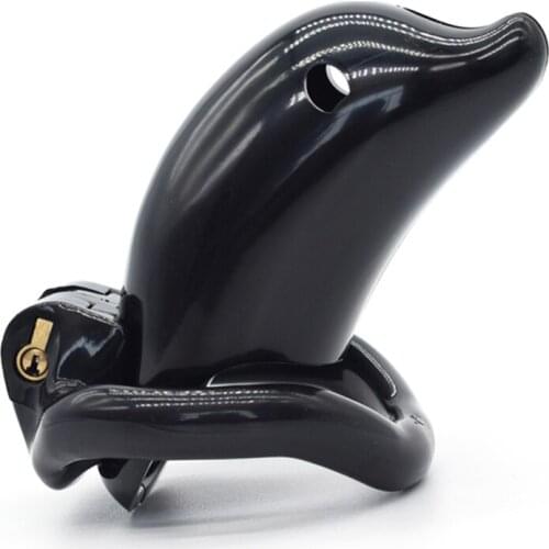 Plastic Male Chastity Device With 4 Size Rings Brass Lock Cock cage Sex Toys Dolphin Shape Penis Ring Man sex Products