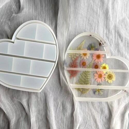 Love Heart Shaped Tray Epoxy Resin Mold Display Stand Silicone Mould DIY Crafts Jewelry Organizer Mold