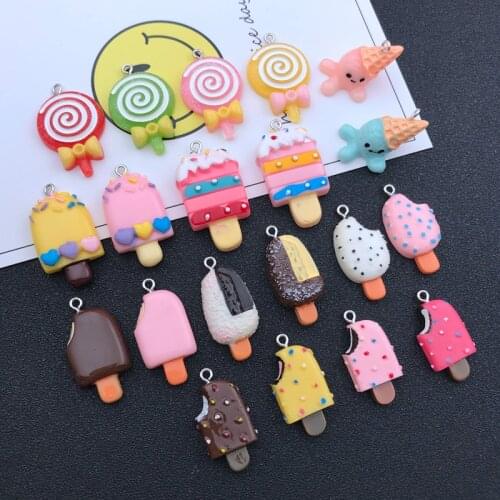 10pcs Hot Selling Ice Cream Charm Kawaii Jewelry Pendant for Keychain, Earring, Scrapbooking, DIY Making, Necklace