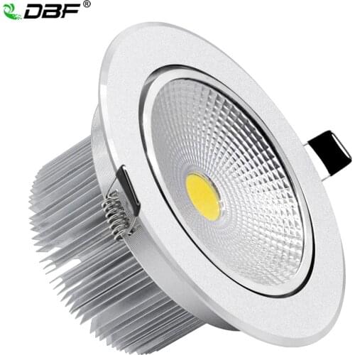[DBF]Silver Body Round Dimmable LED Recessed Downlight 7W 9W 12W 15W 18W COB Ceiling Spot Light with LED Driver Indoor Lighting