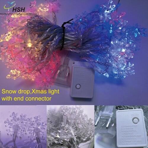 Holiday Outdoor 60LED snow drop Lights 10M 220V 110V Christmas Xmas Wedding Party Decorations Garland Light with end conector