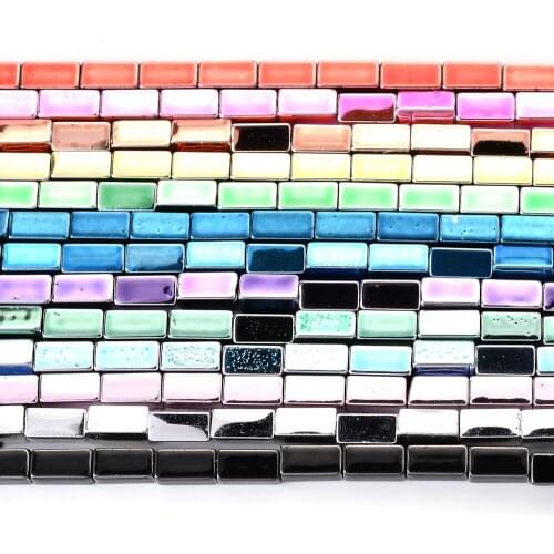 2*4mm Rectangle Hematite Beads Plating Color Loose Spacer Bead for Jewelry Making DIY Charm Bracelet Handmade Craft Accessories