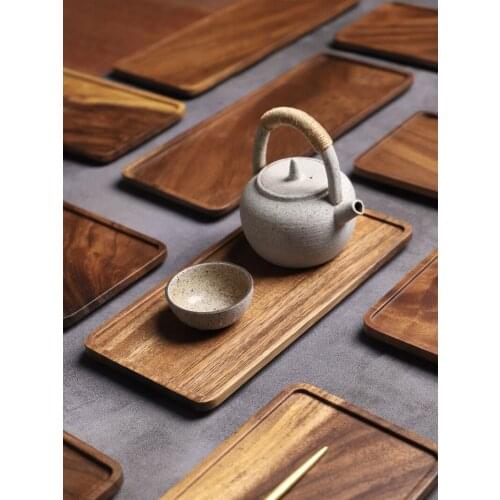 Acacia Rectangle Wooden Tea Tray Serving Table Plate Snacks Food Storage Dish for Hotel Home Serving Tray WF