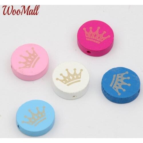 Crown Spacer Beading 30pcs Wood Beads 20mm For Baby DIY Toys Crafts Kids Toys & Pacifier Clip Wooden Beads