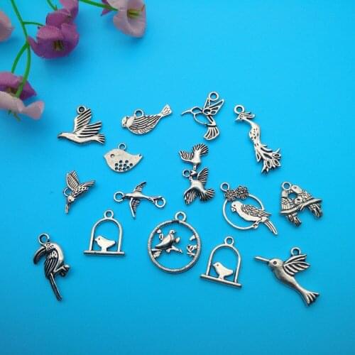 Vintage Silver Mixed 14 Kinds Of Birds Charms Pendant For Jewelry Making Bracelets Necklace Crafts Handmade Accessories DIYZ1017