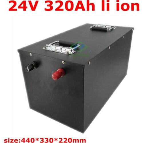 Waterproof 24V 320AH Lithium ion battery BMS 24V 400AH li ion battery for 2400W UPS Solar energy Golf Car +20A Charger