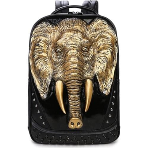 Elephant head 3d animal backpack student school bag computer bag anti-theft smart travel waterproof mountaineering backpack