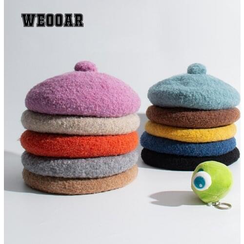 WEOOAR 2021 Autumn Winter Beanie Hats for Women Beret Men French Artist Warm Flat Cap Boinas Vintage Ladies Hats for Girls MZ207