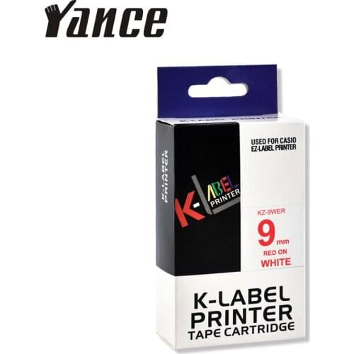 Yance 9mm red on white compatible Casio label maker tape XR-9WER XR9WER XR 9WER for ribbon label printer KL-60 KL120 KL-60SR