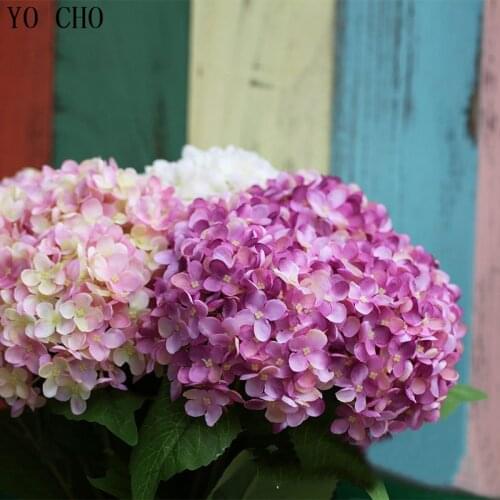 YO CHO Artificial Flowers Hydrangea Bouquet Wedding Decoration 5Heads Peonies Fake Flower Home Decor Silk Hydrangea Cheap Flower