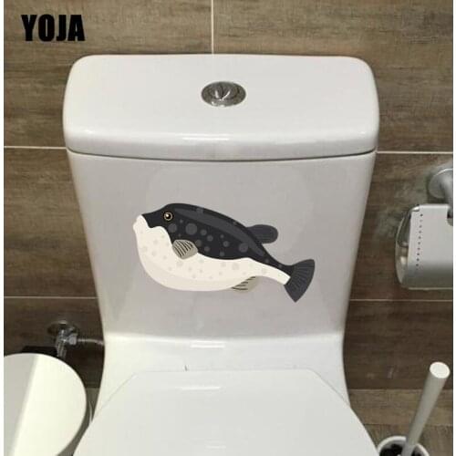 YOJA 21*10.4CM Dolphin Fish Living Room Home Decor Toilet Decal Wall Sticker Cartoon Animal T3-1023