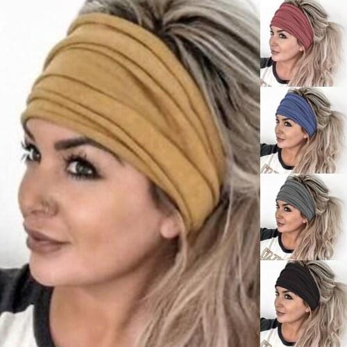 Women Solid Soft Elastic Headband Wide Stretch Gym Fitness Hair Band Fashion Sport Hairbands 2021 Running Hair Accessories