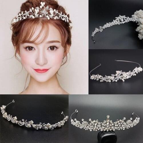 1Pc Crystal Pearl Headpiece Bridal Wedding Tiaras Crowns Hair Ornaments Party Jewelry Accessories