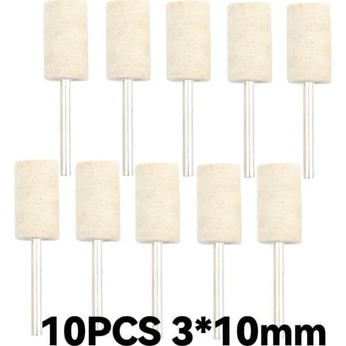 10Pcs Wool Felt Mounted Polishing Buffing Wheel Grinding Head Felt for Polishing Wheel Dremel Mold Drill Rotary Tool