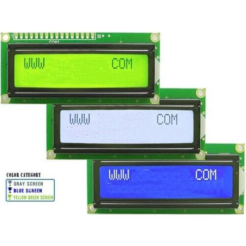 16PIN LCD 1602 Character Module SPLC44780CController 3.3V 5V Grey White/Yellow Green/Blue Backlight