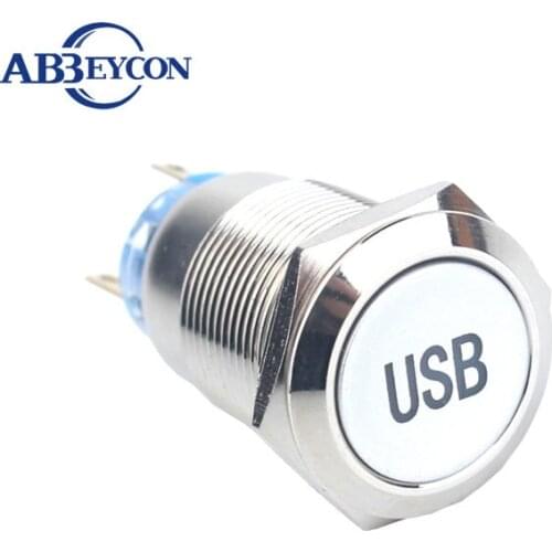 19308Z 19mm flat head waterproof metal self-locking automotive push button switch