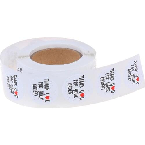 500pcs/roll round thank you for your order sticker Heart Thanks for Shopping Packaging Label Material Supplies Sealing Stickers