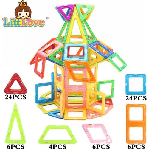 LittLove Big Size 70Pcs Magnetic Building Blocks Whirligig Designer Enlighten Bricks Magnetic Toys For Children Best Gifts