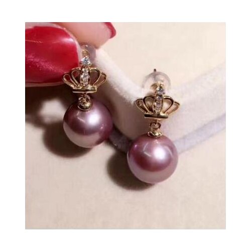 Free shipping >>>>noble jewelry charming AAA round 11-12mm south sea round white pearl earring 14k