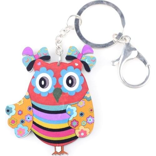 Bonsny 2015 Newest Multi Owl Marvel Acrylic Key Chain For Keys Women Girl Decorative Keychain Charm Pendant Jewelry Aceessories