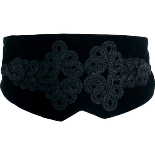 Black Cotton Super Wide Belt Elastic Corset Belt Fashion Embroidery Waist Belt Ladies Clothing Accessories Female Decorations