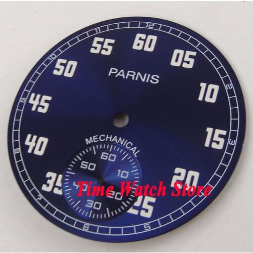 Parnis 38.9mm Royal blue dial Fit for mechanical ETA 6498 Movement watch dial D100