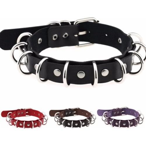 DIEZI Multilayers Women Girls Harness Harajuku Anime Necklaces Metal Round Goth Choker Collar Necklace Neck Chocker Jewelry