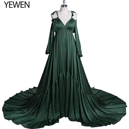 Sexy Shoulderless Evening Dress Long Pregnant Women Fancy Pregnancy Maternity Dress Elegence Maxi Gown Photo Shoot Props YEWEN