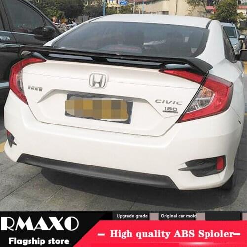 For Civic Spoiler 2016-2018 Honda Civic MLTF High Quality Spoiler ABS Material Car Rear Wing Primer Color Rear Spoiler