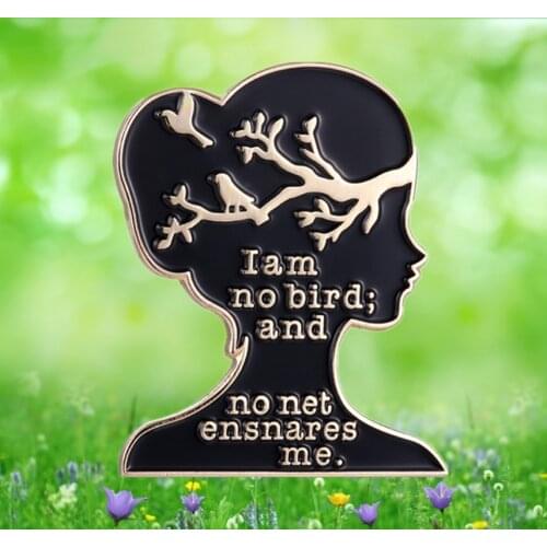 Charlotte Bronte Currer Bell literature novel quote feminism enamel pin bookworm gift christmas brooch