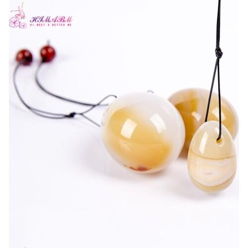HIMABM Natural Agate egg for Kegel Exercise 3pcs in one sets pelvic floor muscles vaginal exercise postpartum yoni ben wa ball