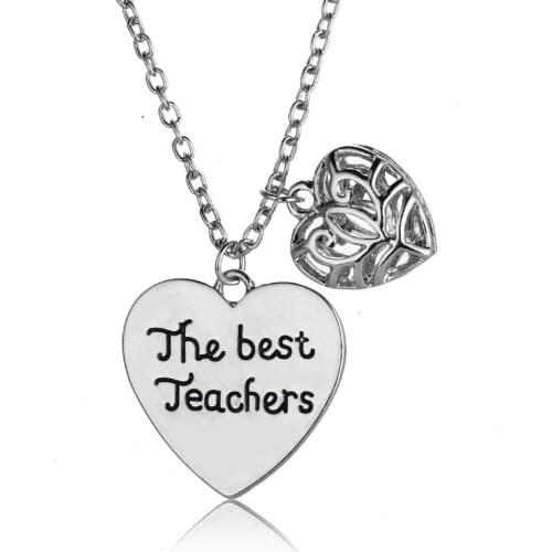 Thanks Teacher Jewelry The Best Teacher Heart Pendant Necklace Stainless Steel Necklace For Woman Man Teacher Teachers Gift