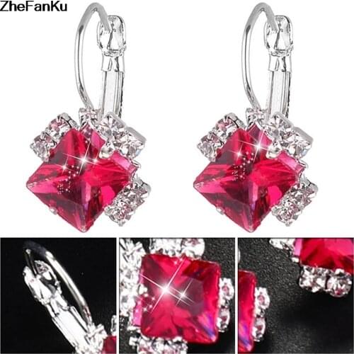 Crystal Stud Earring Hot Sale Cubic Zircon Fashion Jewelry Sliver Color Female Popular Jewelry Wholesale Brincos