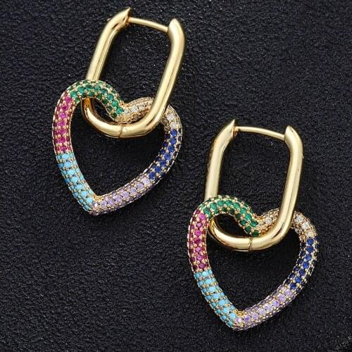 Love Heart Hoop Earrings For Women Boho Jewelry Cubic Zirconia Boucle Oreille Femme Gold Earrings Wedding Gift