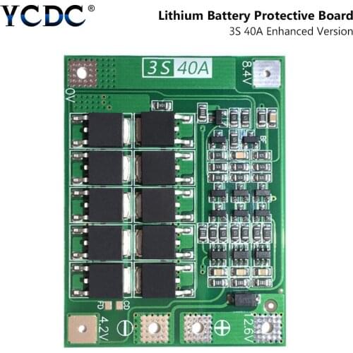 3S 40A 12.6v 18650 Lithium li ion Battery Charger Module BMS Protection Board 12.6V With Balance Auto Recovery For Drill Motor
