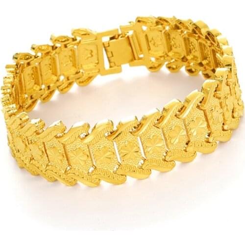 Mens Jewelry Yellow Gold Filled Watch Chain Domineering Wrist Bracelet 18mm