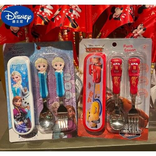Disney Childrens Fork Spoon Box Set Childrens Tableware Stainless Steel Men and Women Baby Eating Spoon Spoon Fork