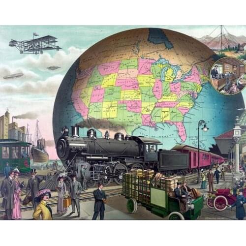 PhotoCustom Scenery Paint By Numbers Train DIY Frameless 60x75cm Oil Painting By Numbers On Canvas Digital Hand Painting Decor